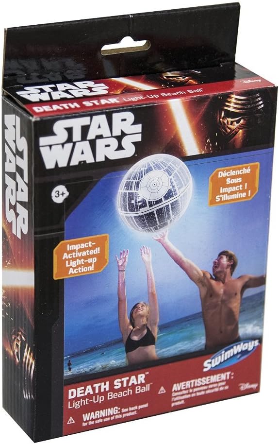 SwimWays Star Wars Death Star XXL Light-Up Inflatable Beach Ball, 31 in