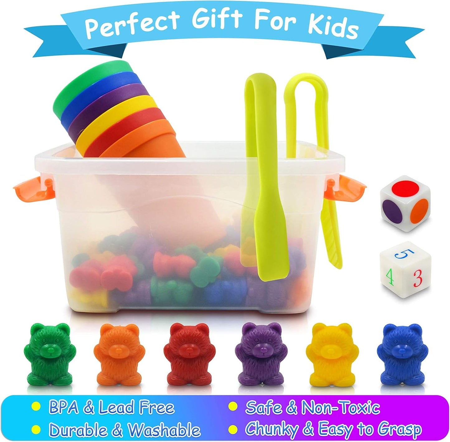 Templeton Educational Counting & Sorting Bears Kit, 70 Piece Super Value Set, Fun Math Manipulative for Home, School, Classroom