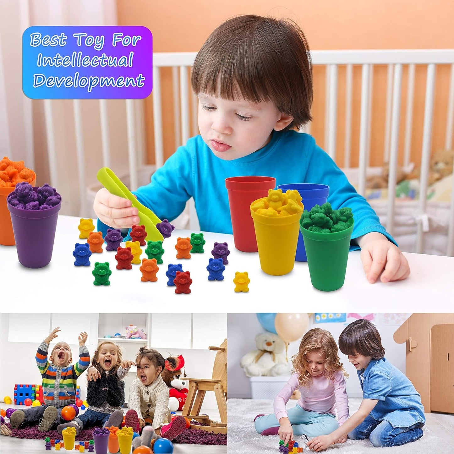 Templeton Educational Counting & Sorting Bears Kit, 70 Piece Super Value Set, Fun Math Manipulative for Home, School, Classroom