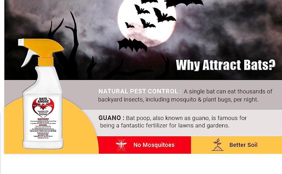 Bats Amore Bat Attractant for Bat Houses, All-Natural Bat Attractant Spray, 8 Ounce Long-Spray Bottle