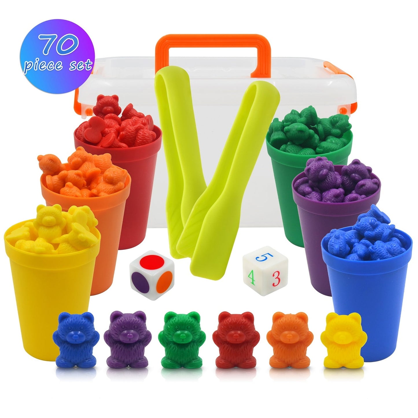 Templeton Educational Counting & Sorting Bears Kit, 70 Piece Super Value Set, Fun Math Manipulative for Home, School, Classroom