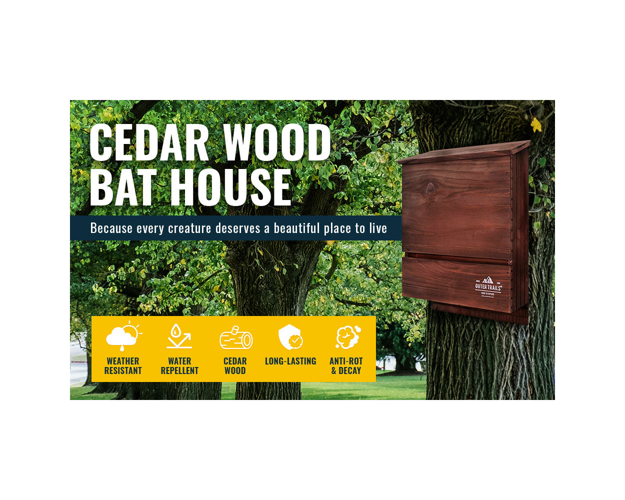 OuterTrails Cedar Wood Bat House