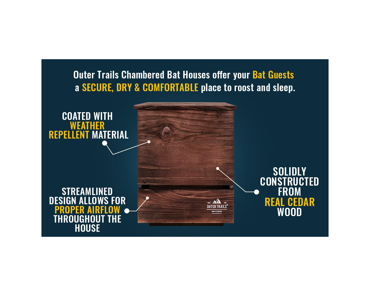 OuterTrails Cedar Wood Bat House