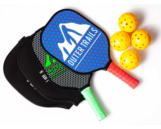 Outer Trails Pickleball Set with Two Paddles, 4 Pickleballs, Individual Protective Cases for Each Paddle, and Free Carry Bag