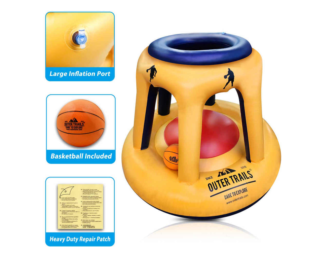 Outer Trails Swimming Pool Basketball Inflatable Floating Hoop and Ball Float Set