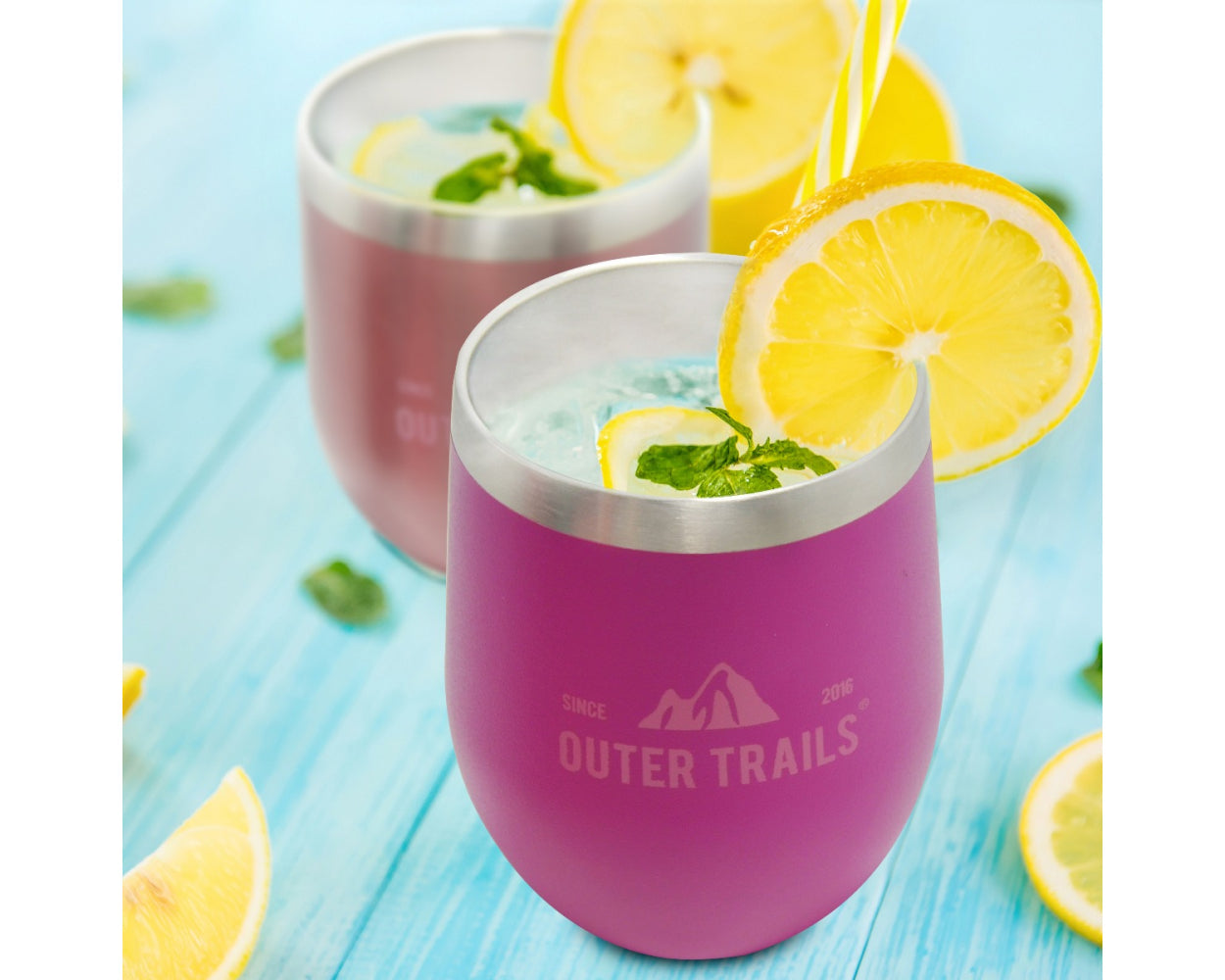 Outer Trails Insulated Tumbler Wine Set - 4 Cups and Wine Bottle