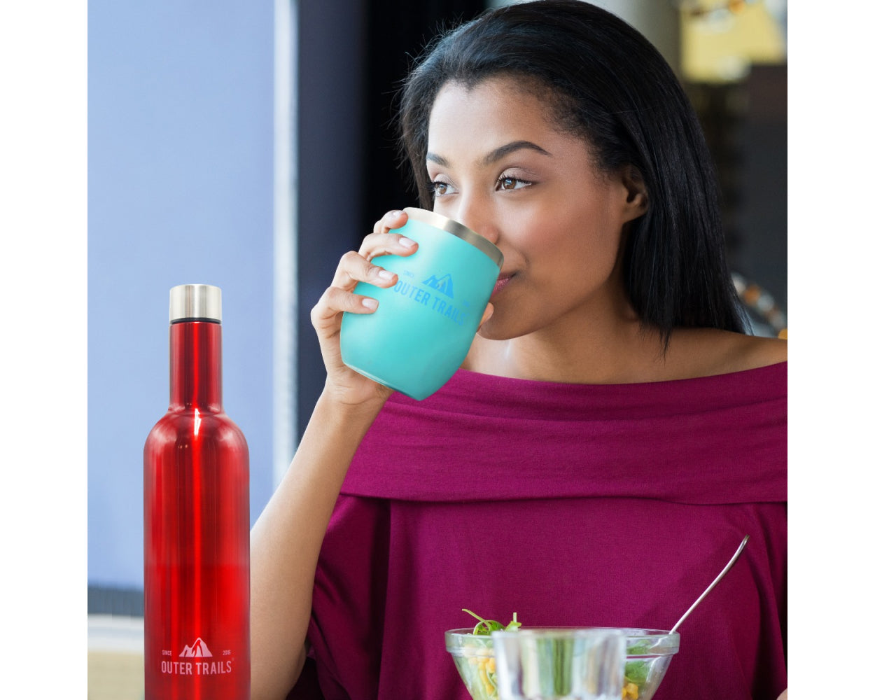 Outer Trails Insulated Tumbler Wine Set - 4 Cups and Wine Bottle