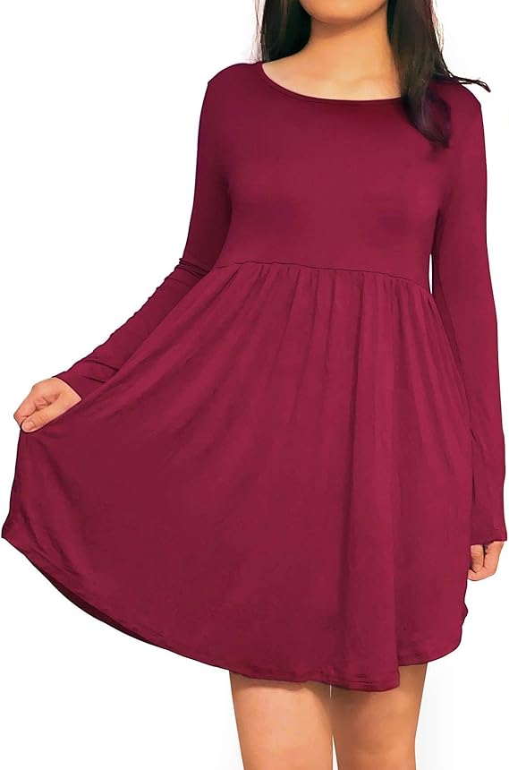 3KB Women’s Swing Tunic Dress with Pockets, Many Sizes, & Colors