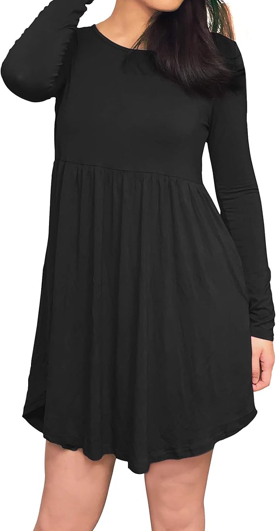 3KB Women’s Swing Tunic Dress with Pockets, Many Sizes, & Colors