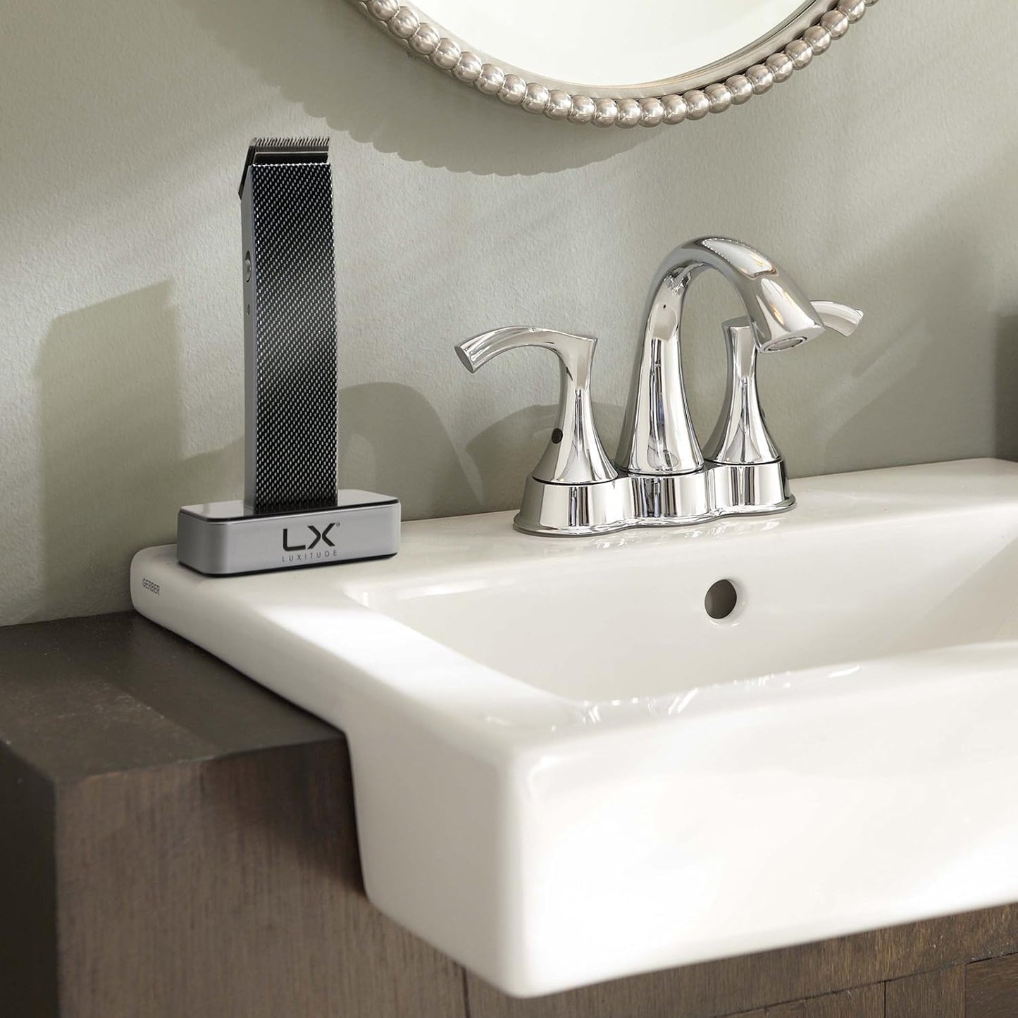 Luxitude Precision Hair Trimmer Groomer Men 4 Attachment Cordless Travel Case - Grey