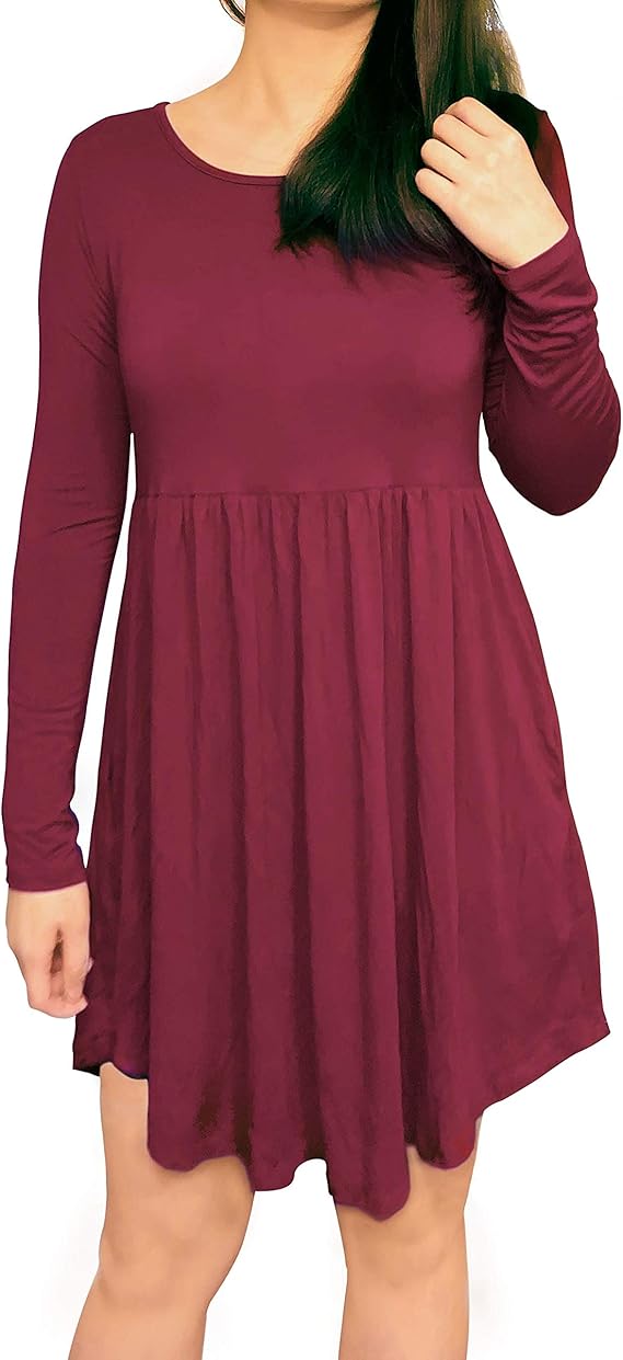 3KB Women’s Swing Tunic Dress with Pockets, Many Sizes, & Colors