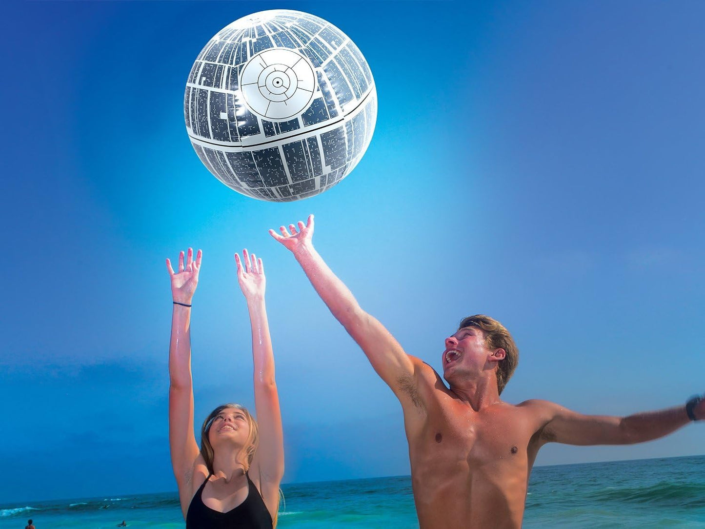 SwimWays Star Wars Death Star XXL Light-Up Inflatable Beach Ball, 31 in