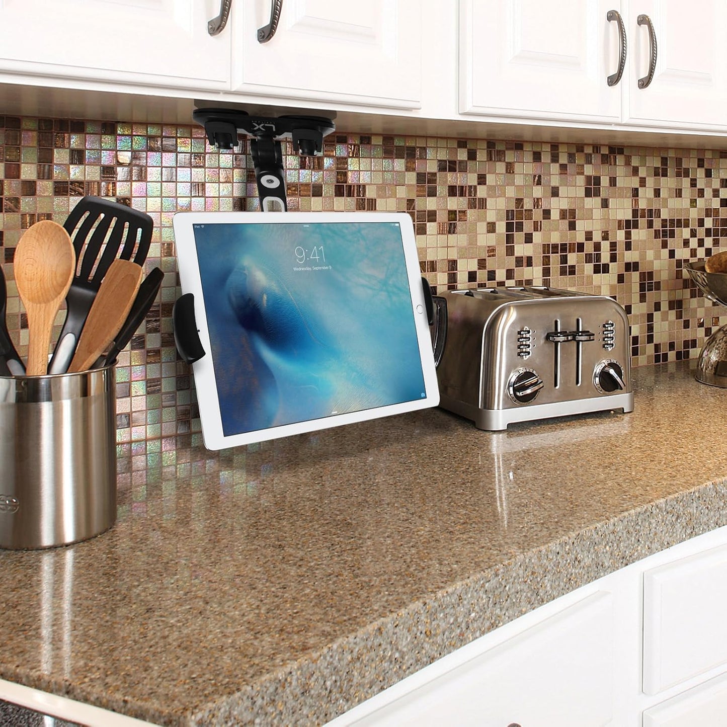 Luxitude 2-in-1 Tablet & Phone Holder Stand E-Reader - Permanent & Temporary Mounting Solutions