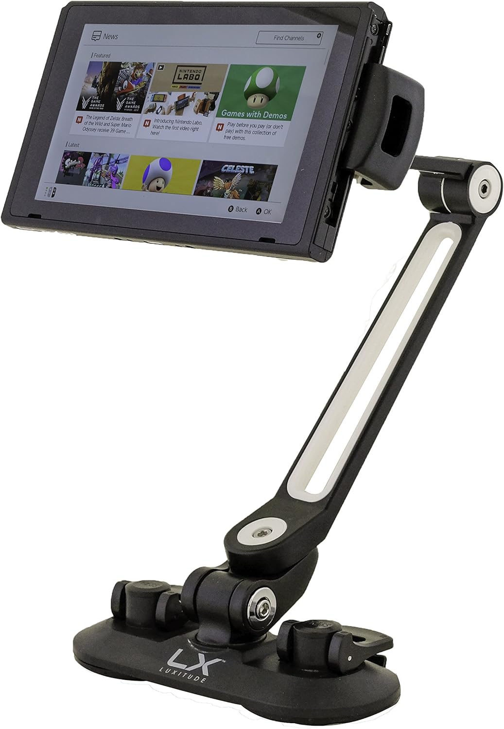 Luxitude 2-in-1 Tablet & Phone Holder Stand E-Reader - Permanent & Temporary Mounting Solutions