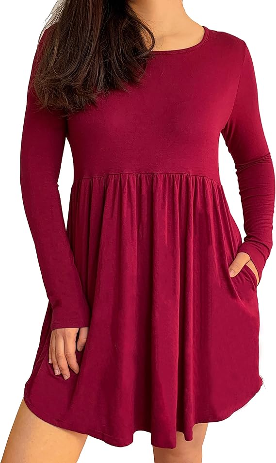 3KB Women’s Swing Tunic Dress with Pockets, Many Sizes, & Colors