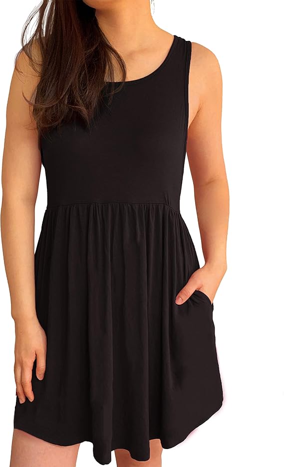 3KB Women’s Swing Tunic Dress with Pockets, Many Sizes, & Colors