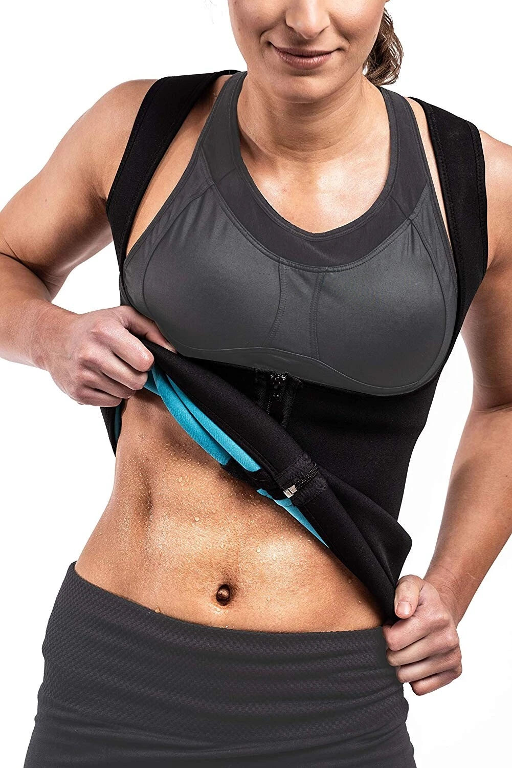 3KB Active Women's Neoprene Sweating Workout Waist Trainer Zipper Shirt - Multiple Sizes & Styles