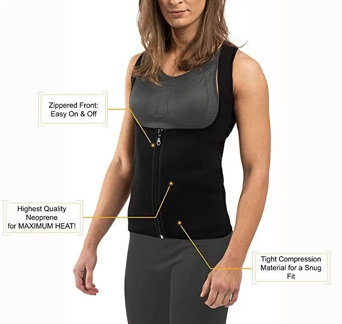 3KB Active Women's Neoprene Sweating Workout Waist Trainer Zipper Shirt - Multiple Sizes & Styles