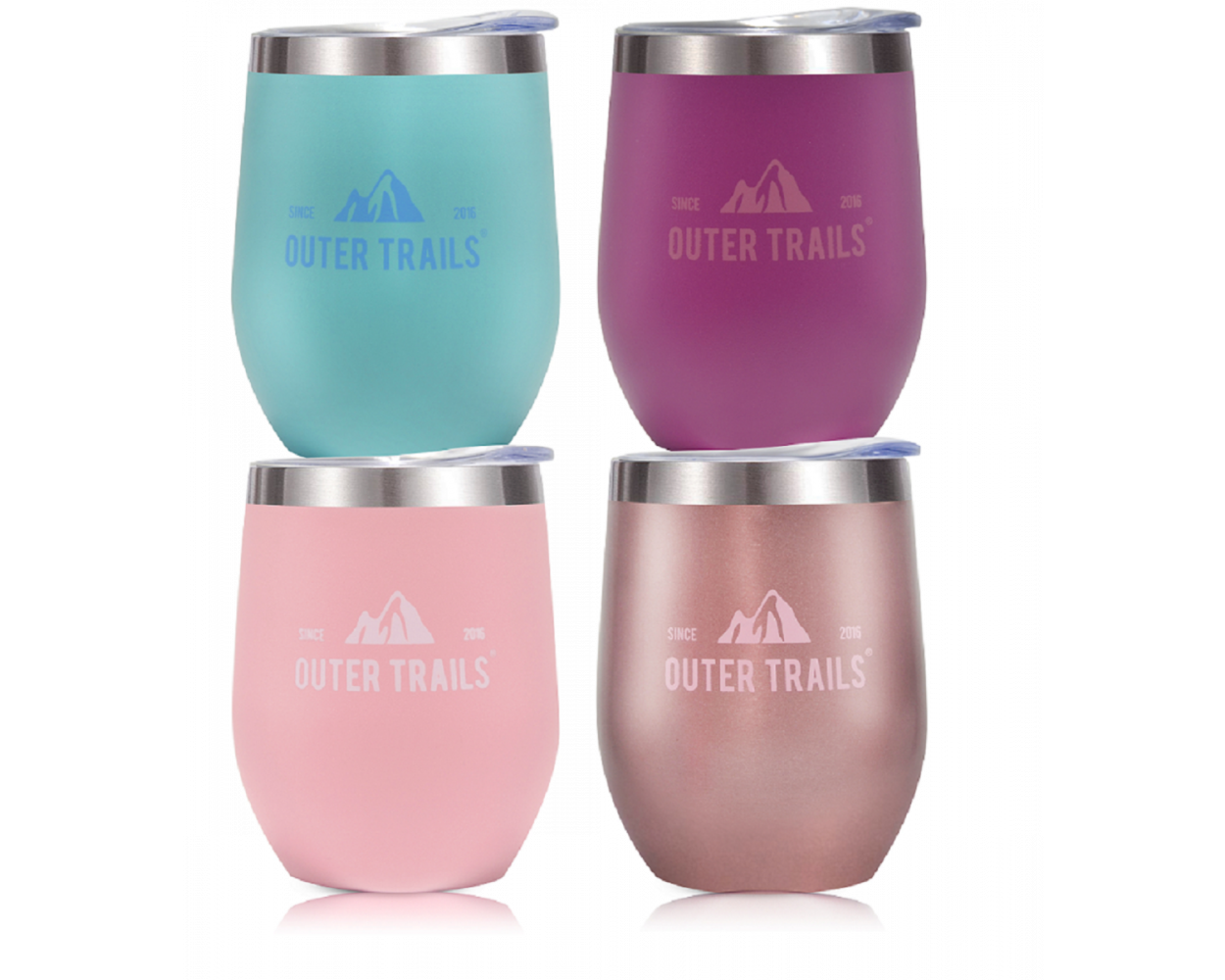 Outer Trails Insulated Tumbler Wine Set - 4 Cups and Wine Bottle –